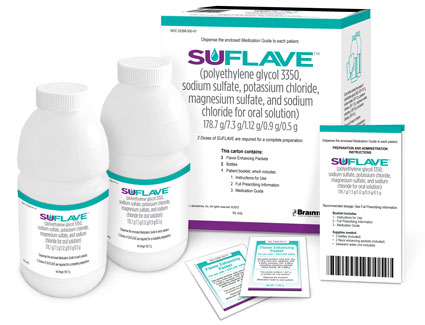 Suflave (polyethylene glycol 3350, sodium sulfate, potassium chloride, magnesium sulfate, and sodium chloride) Suflave (polyethylene glycol 3350, sodium sulfate, potassium chloride, magnesium sulfate, and sodium chloride)